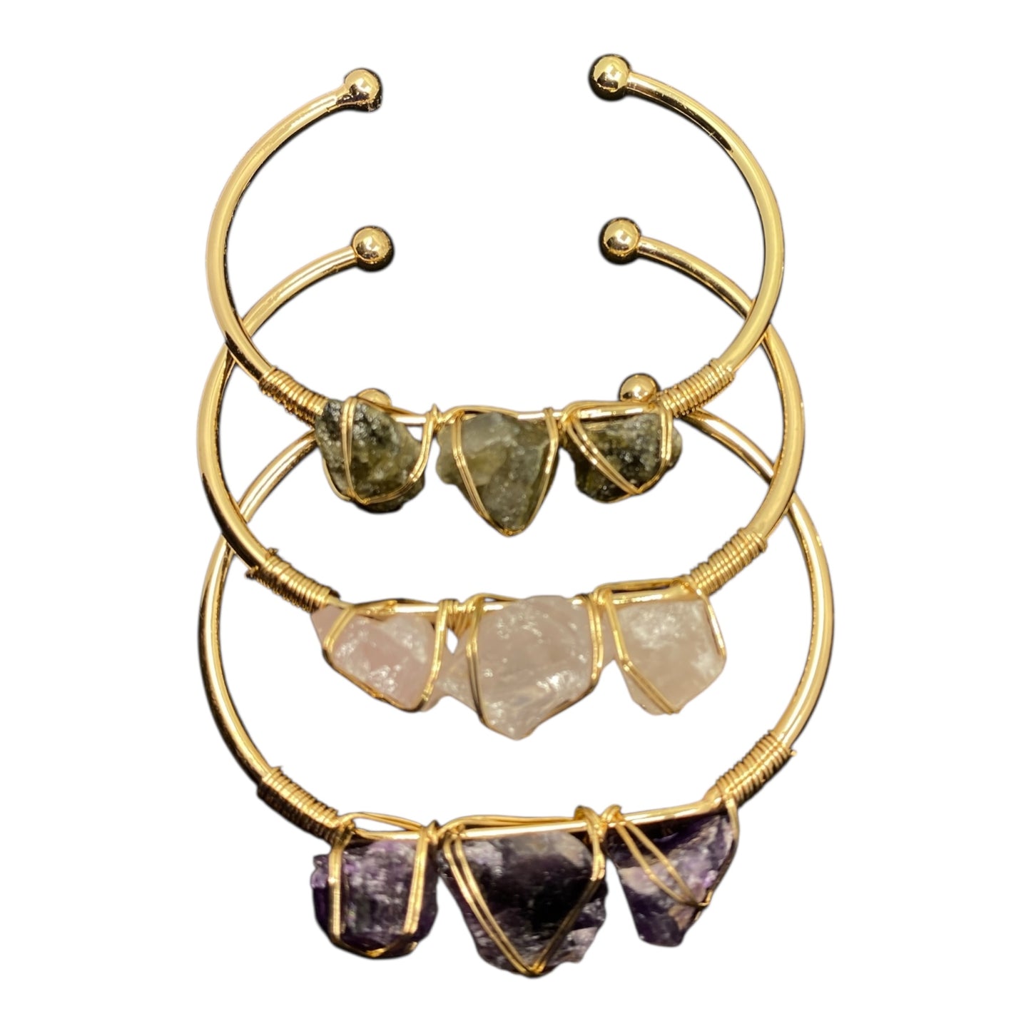 Amethyst Bangle - Steel Gold