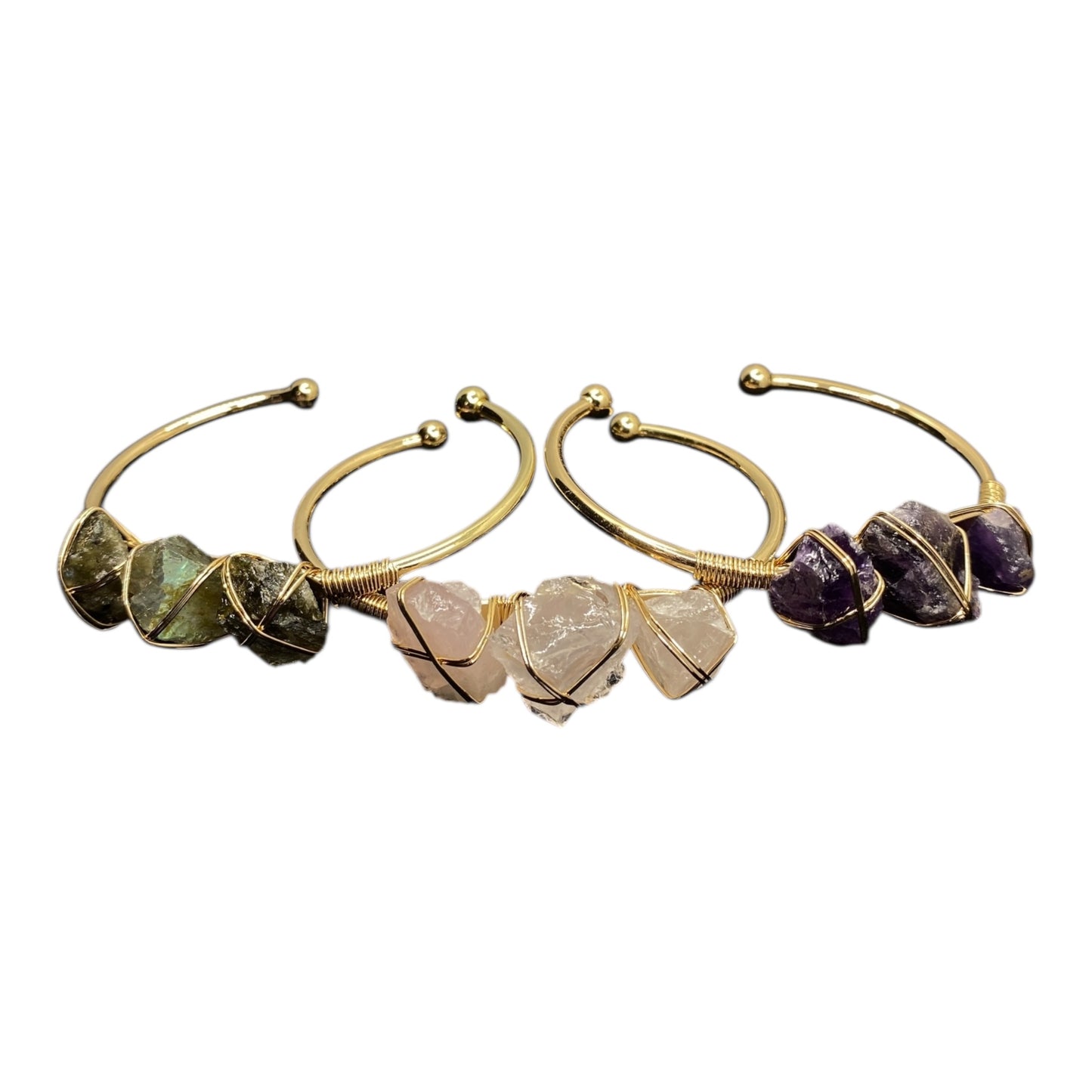 Amethyst Bangle - Steel Gold