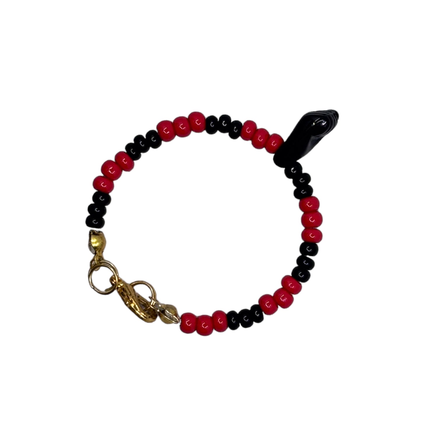 Wrist Beads (Baby) - Red & Black with Fist