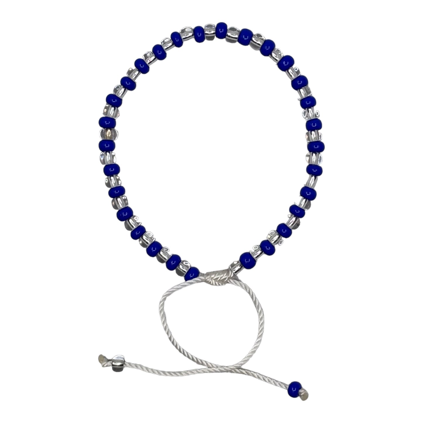 Wrist Beads - Blue & Clear (White String)