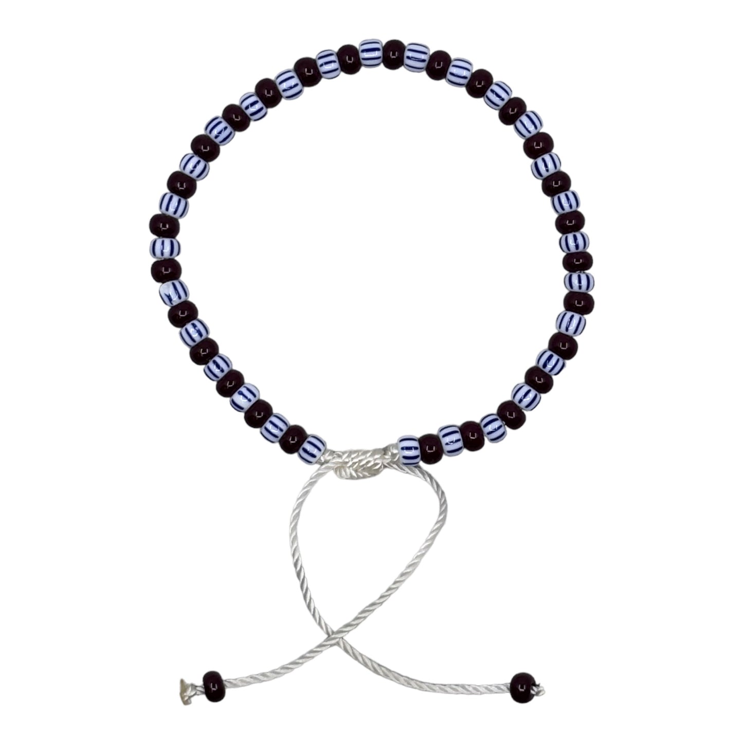 Wrist Beads - Brown & White with Blue