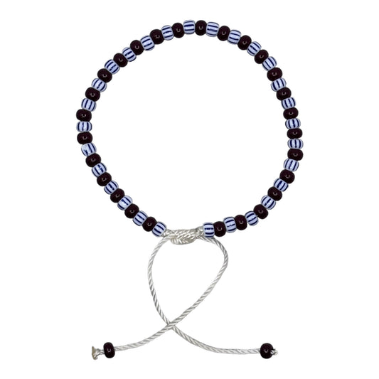 Wrist Beads -  Brown & White with Blue