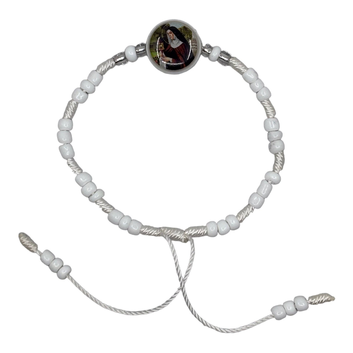 Wrist Beads - White & Clear with St. Claire Image