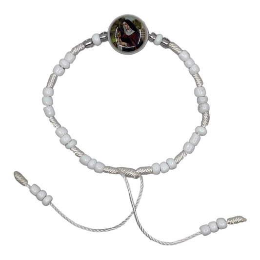 Wrist Beads -  White & Clear with St. Claire Image