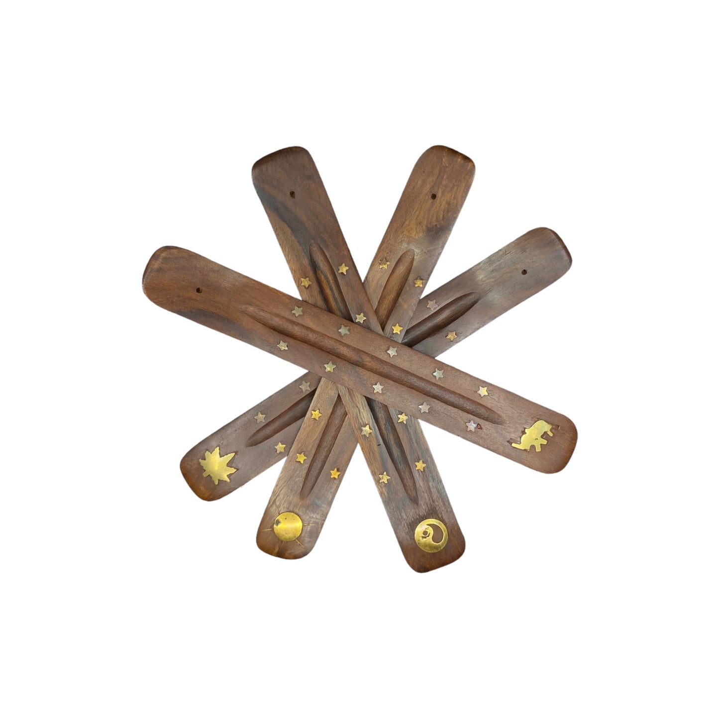 Wooden Flat Incense Burner Yin & Yang