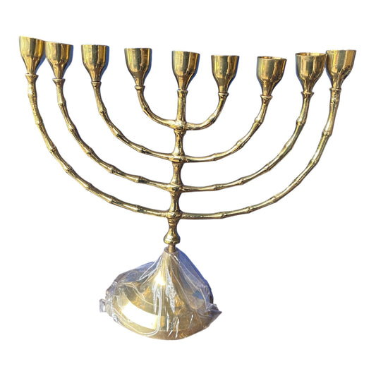 Menorah Candle Holder Star (Pure Brass) 8H x 10W Inches