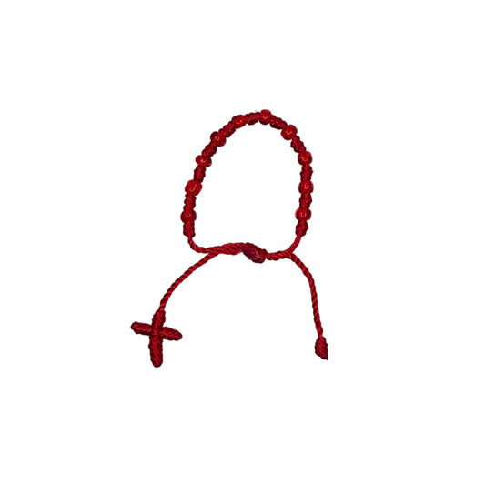 Wrist Beads (Baby) -  Red Beads with Cross