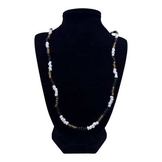 Neck Beads - Black, Gold & White
