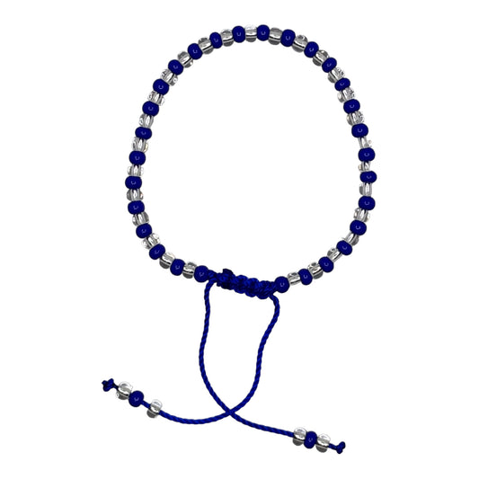 Wrist Beads -  Blue & Clear (Blue String)