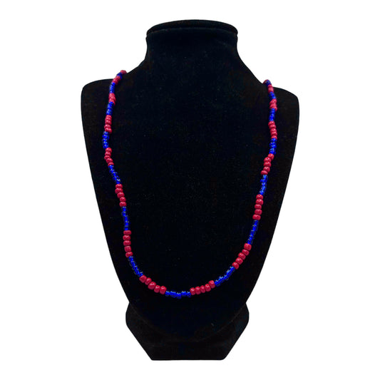 Neck Beads - Red & Clear Blue