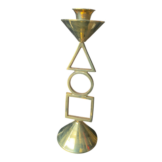Dinner Candle Holder Circle (Pure Brass) 10H x 2W Inches
