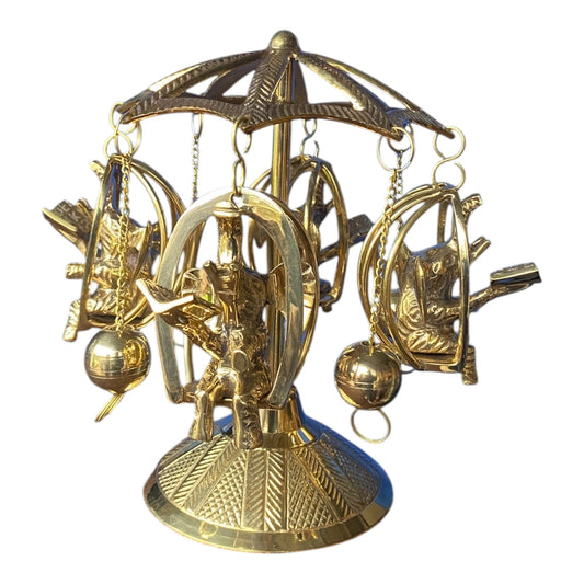 Elephants on Carousel(Pure Brass) 7H x 5W Inches