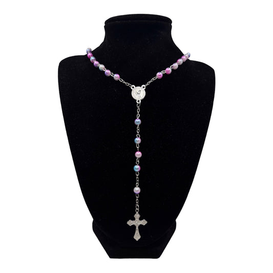 Pink and Purple Tie-Dye Rosary
