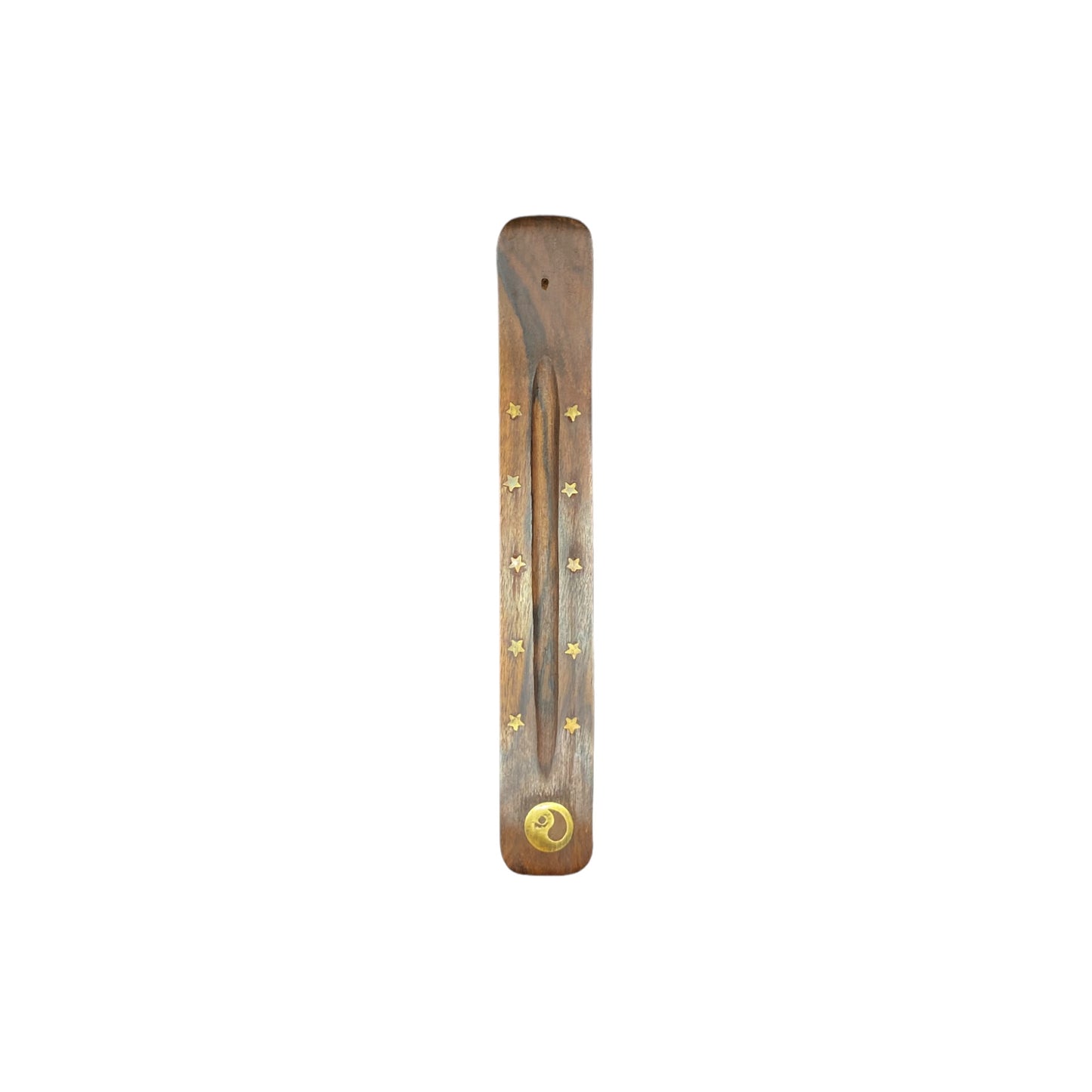 Wooden Flat Incense Burner Yin & Yang