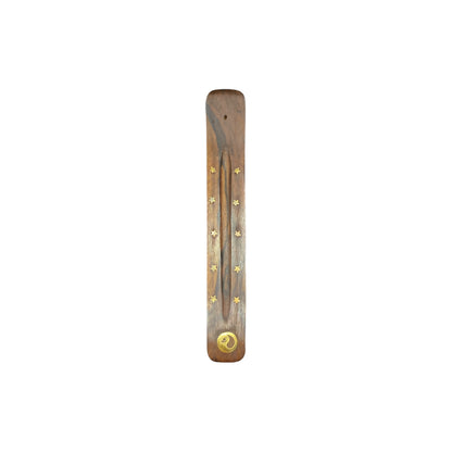 Wooden Flat Incense Burner Yin & Yang
