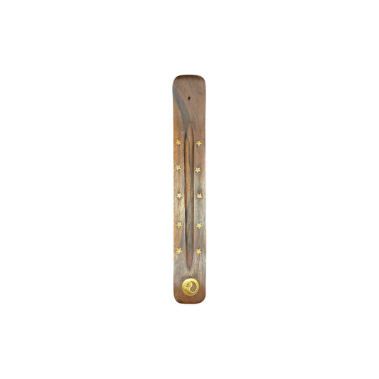 Wooden Flat Incense Burner Yin & Yang