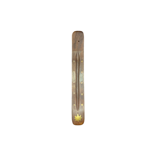 Wooden Flat Incense Burner Leaf