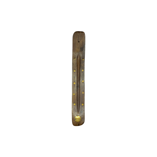 Wooden Flat Incense Burner Sun