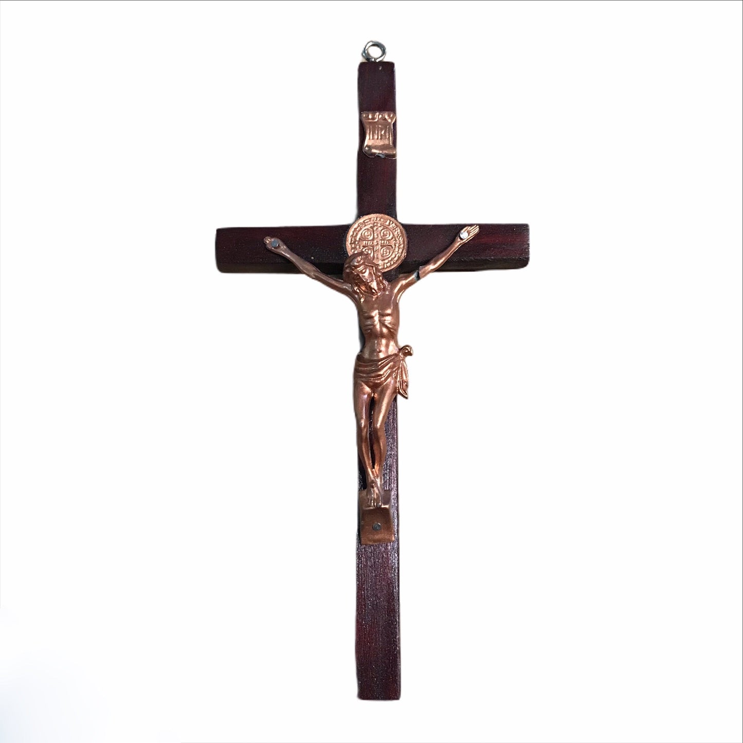 Wood Crucifix w/ Brass Jesus